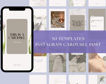 Floral Instagram Carousel Template: 50 Editable Canva Posts