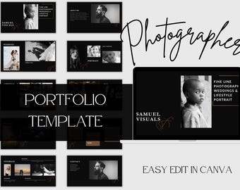 Black Photography Portfolio Canva Template (Digital Download)