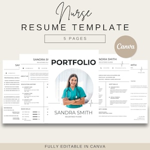 Nurse Resume Template Modern, Editable Canva Design Nurse CV, Nursing Resume, RN Resume Canva Resume Template Editable Resume