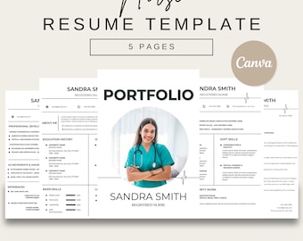 Nurse Resume Template Modern, Editable Canva Design Nurse CV, Nursing Resume, RN Resume Canva Resume Template Editable Resume