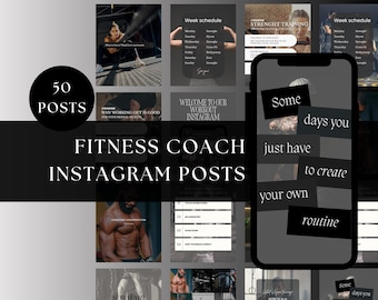 Plantillas de publicaciones de Instagram para entrenadores de fitness Edición oscura Bienestar Instagram Entrenador personal Publicaciones e historias de Instagram Instagram oscuro