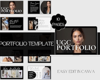 Dark Minimal UGC Portfolio Canva Website Template for Content Creators Social Media Kit Landing Page UGC Creator Portfolio Template
