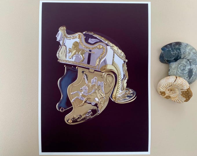 Roman Cavalry Helmet | Original Artwork | Giclee Print | Sizes A5-A3