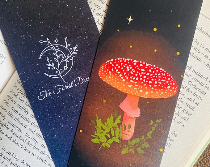 Magic Mushroom Fly Agaric Double Sided Sustainable Bookmark