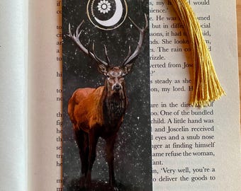 Celtic Stag God Cernunnos Glossy Bookmark With Chosen Tassel Colour