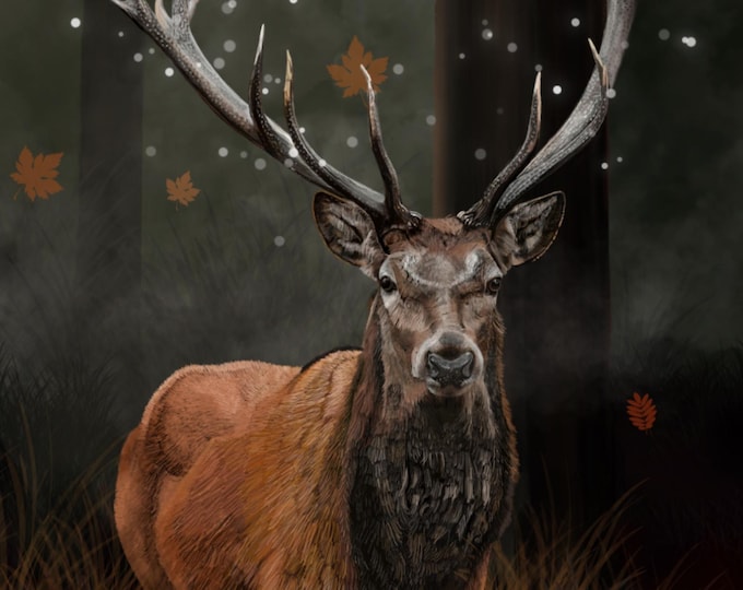 Stag In The Grove | Cernunnos Celtic God | Sustainabe Giclee Print | A5-A3