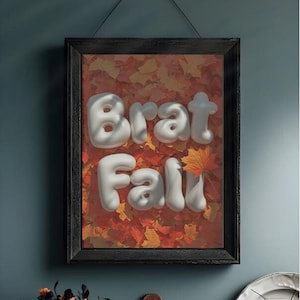 Arte de póster de otoño de Brat / Decoración de otoño moderna / Póster acogedor / Arte de pared de otoño / Póster de Halloween / Póster de temporada divertida / Hojas de otoño de moda