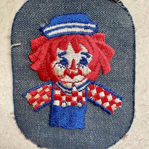 Vintage iron on Raggedy Andy denim patch unused, from the late 60s early 70s