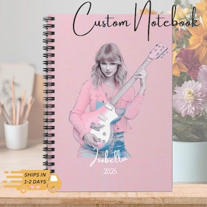 Taylor Notebook for Daughter Pink Back to School Custom Taylor Lined Note Book Artsy Music Taylor Merch for Teens Birthday Christmas Gift