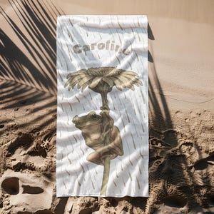 Custom beach towel, frog beach towel, beach towel, frog bathroom, frog towel, frog lover gift, bathroom towel, custom towel, cotton towel