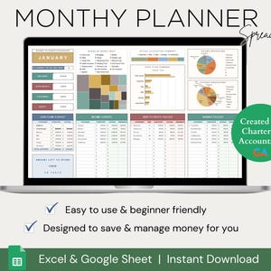 Excel Budget Template, Ultimate Monthly Budget Finance Tracker, Excel Monthly Budget Spreadsheet, Budget Planner Financial Planner for Excel