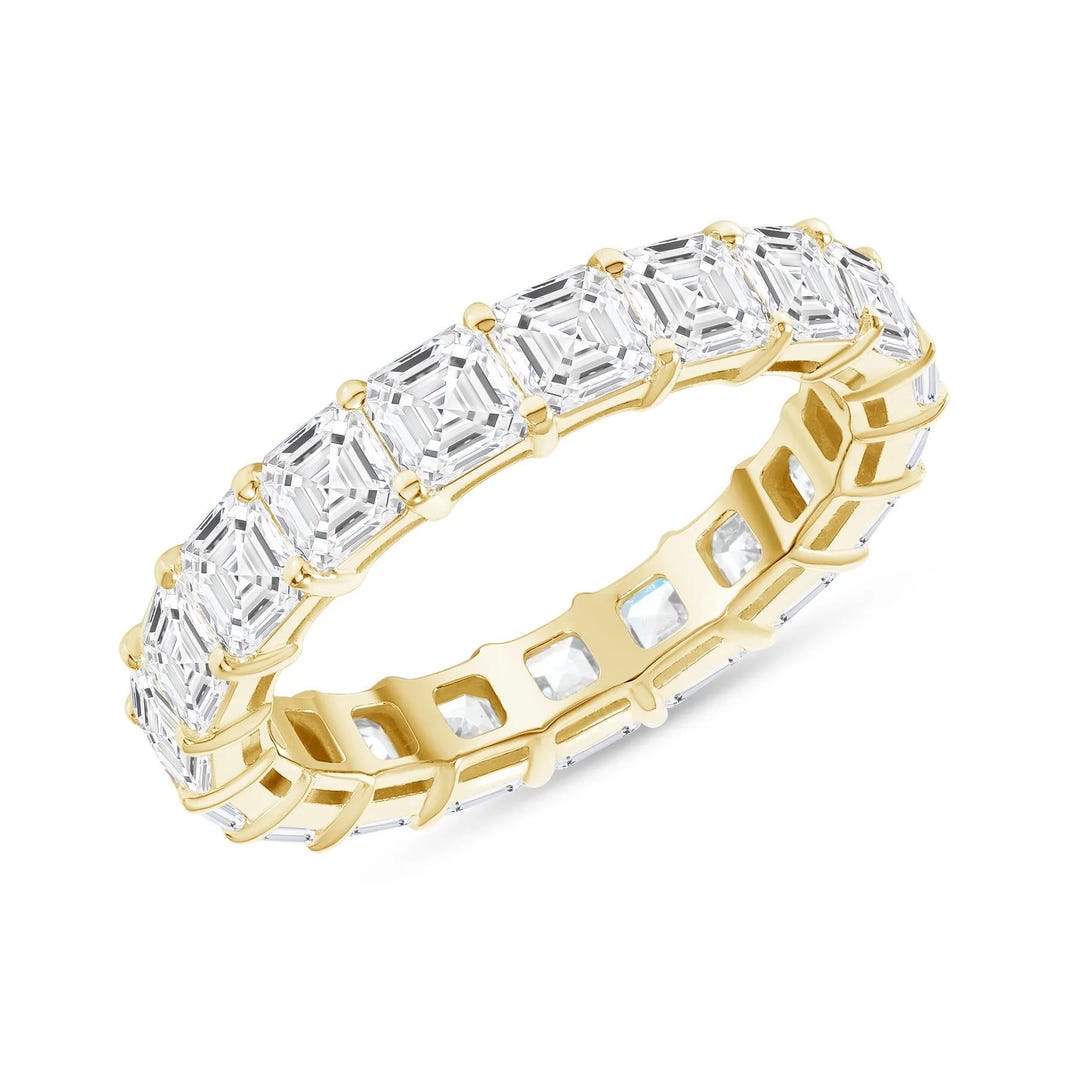 Asscher Cut 14K Gold Eternity Band Ring | Wedding Band | Anniversary ...