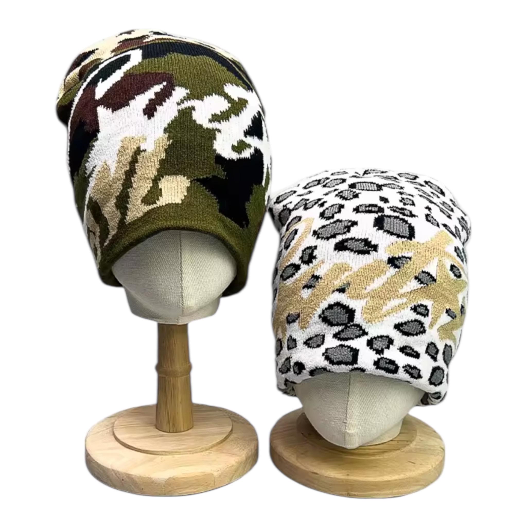 ✨NEW Camouflage and Leopard Print Beanie SNOW LEOPARD BEANIE – Live Abstract main image 3