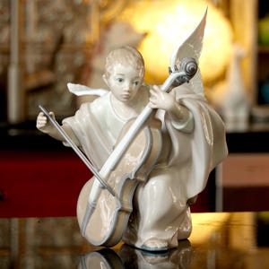 Rare Lladro 5492 Heavenly Cellist Angel Figurine  Porcelain, 1998 Retired Vintage Collectible