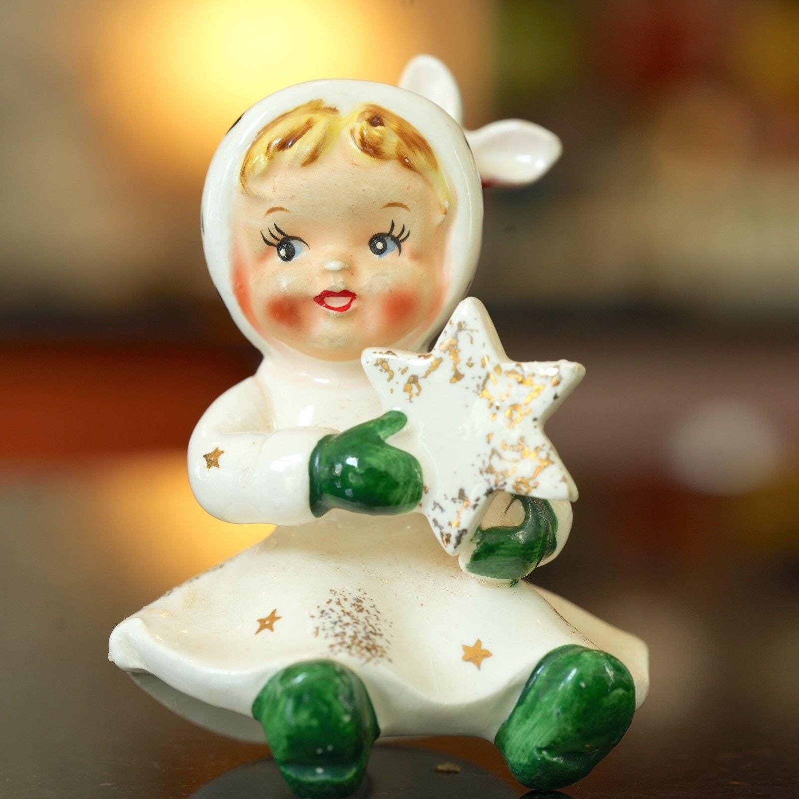 RARE Napco Christmas Girl Salt/pepper Shaker 1959 ICX3738 Hat