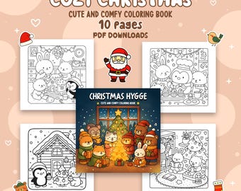 KERST Hygge Kleurplaten | Set drie 10 pagina's | Pdf direct downloaden