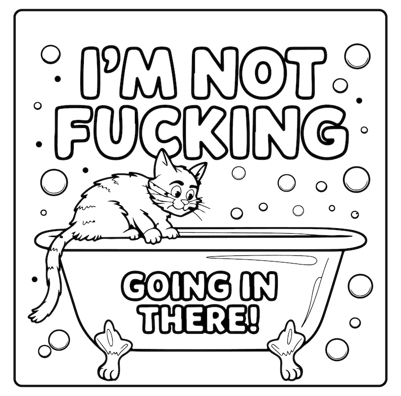 Swearing Cats Coloring Book for Adult: DIGITAL PDF, Swear Words and ...