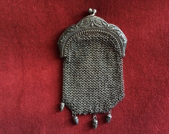 Chatelaine antique french mesh purse with acorns