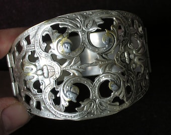 Vintage French Souvenir Cuff Bracelet