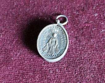 Antique french Sacred Mary reliquary box pendant, relic from France, Miraculous Medal