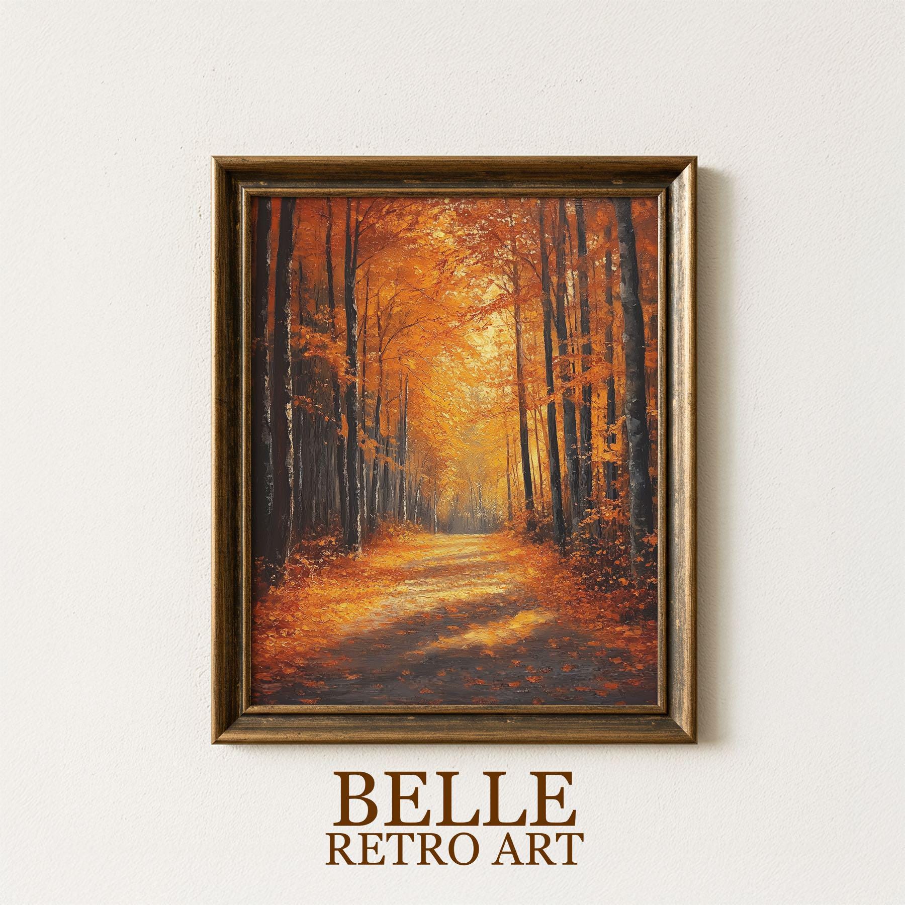 Autumn Forest Path Print, Rustic Woodland Landscape, Cozy Seasonal