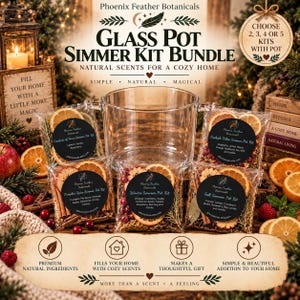 Glass Pot Simmer Pot Kit Bundle  - Choose Your Scents - Natural Allergy and Pet Friendly Stovetop Potpourri