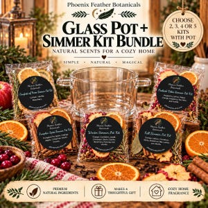Glass Pot Simmer Pot Kit Bundle - Stovetop Potpourri - Natural Home Fragrance - Unique Gift - Housewarming Gift - Hostess Gift