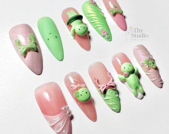 Smiski Press On Nails: 3D Kawaii Fairycore Nail Art