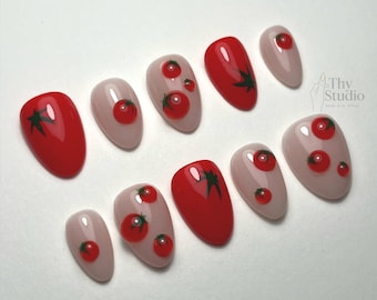 Tomatenpresse auf den Nägeln: Handgemachte Kawaii Foodie Nail Art