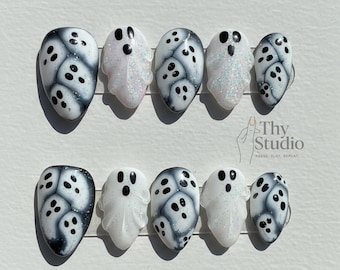 3D-glitter Ghost Press On Nails: griezelige Halloween-nagelset