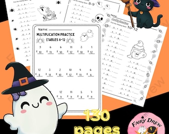 Halloween Multiplication Worksheets: Math Tables 6-12 (130 Pages PDF)