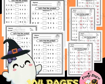 Halloween Multiplication Worksheets: Math Tables 1-12 (PDF)
