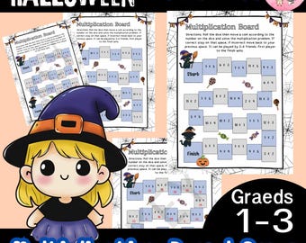 Halloween Multiplication Board Game | Math Worksheets, Grades 1-3 (PDF Pattern)