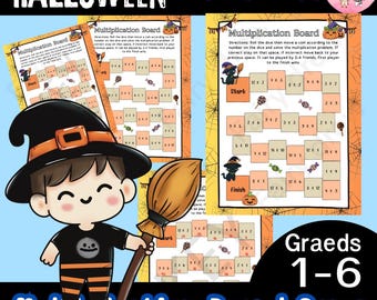 Halloween Multiplication Board Game | Fun Math for Grades 1-6 (PDF)