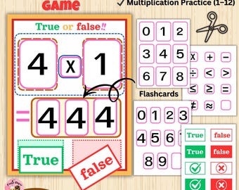 True or False Math Game | Multiplication 1–12 | Flashcards, Worksheets + Answer Keys
