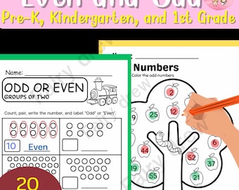 Even and Odd Numbers Worksheets: Kindergarten & 1st Grade (PDF)