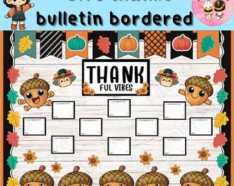 Give Thanks Bulletin Board Kit | Fall Classroom Decor | Thanksgiving Display Set | Printable Teacher Resource