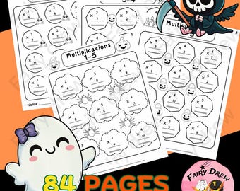 Spooky Halloween Multiplication Practice 1–5 | 84 Pages | Math Worksheets for Grade 1–2 (PDF)