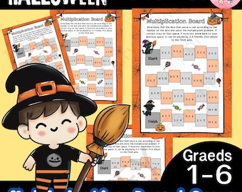 Halloween Multiplication Board Game | Math Times Tables 1-12 (PDF)