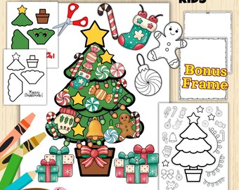 Christmas Tree Cut and Paste Printable | Coloring Pages & Scissor Skills Activity for Kids