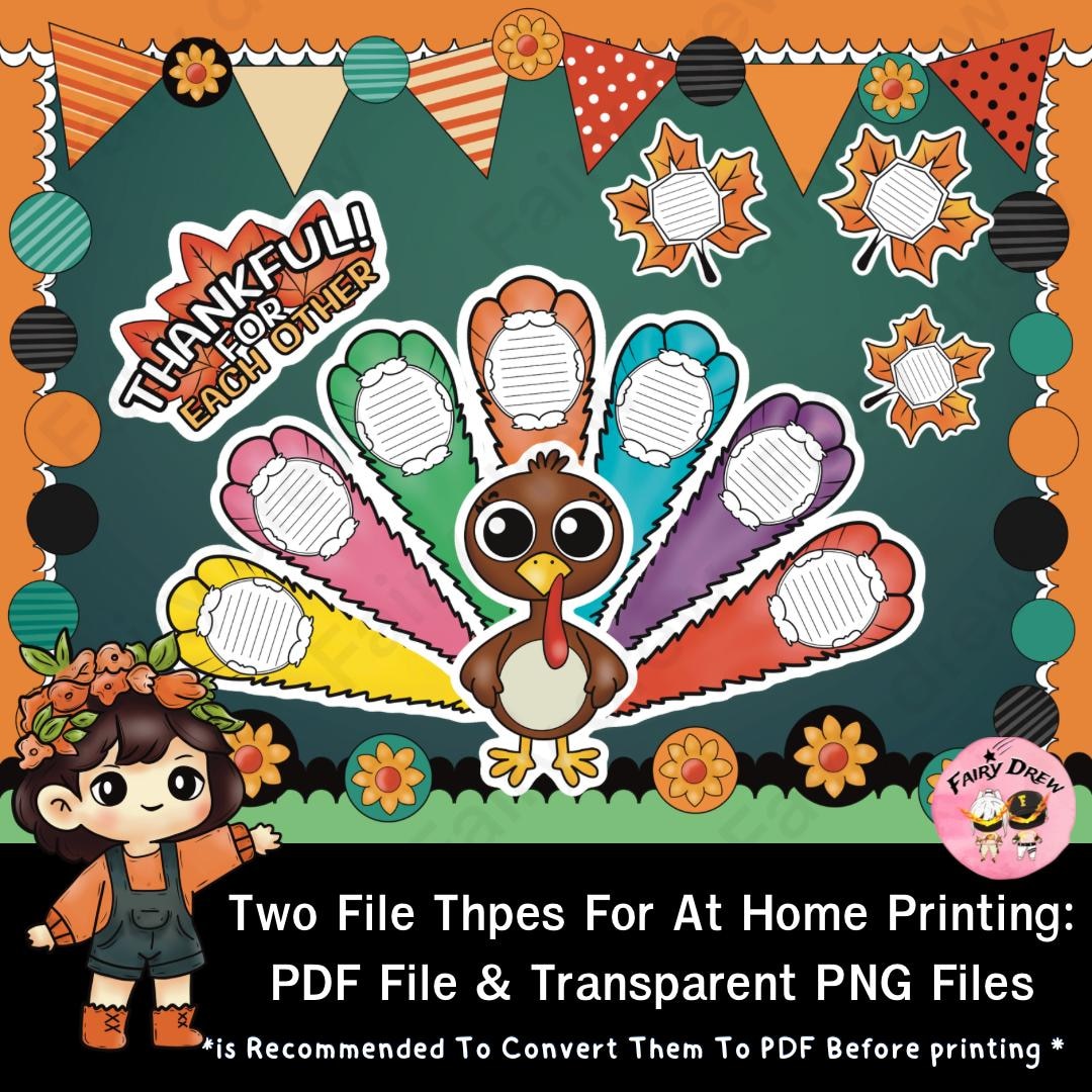 Thankful Turkey Bulletin Board Set: Thanksgiving Classroom Decor (PDF ...