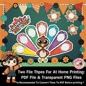 Prikbordenset Thankful Turkey: klasdecor Thanksgiving (pdf + png)