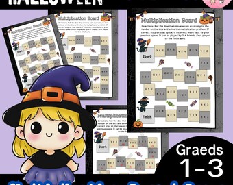 Halloween Multiplication Board Game | Grades 1-3 (PDF)