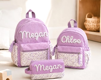 Personalized Backpack Set - Small / Large Size - Toddler School Bag & Pencil Case