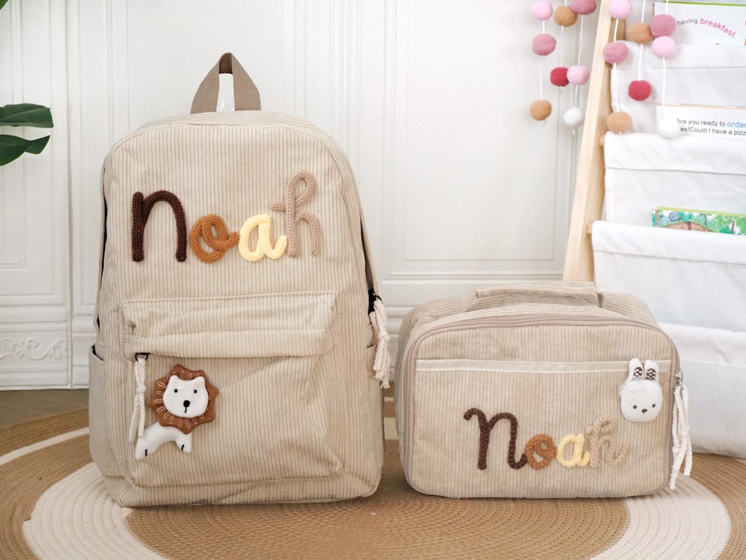 Personalized Corduroy Toddler Backpack Set: Lunch Bag & Pencil Case - Etsy