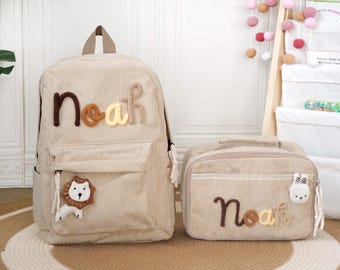 Personalized Corduroy Toddler Backpack Set: Lunch Bag & Pencil Case