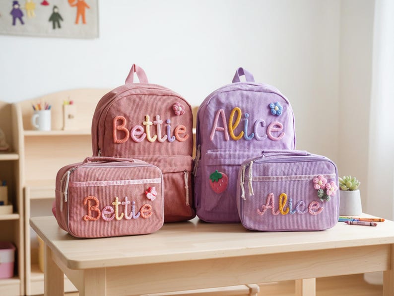 Personalized Corduroy Toddler Backpack Set: Hand-stitched Name - Etsy