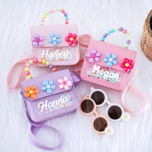 Blumenmädchen Vorschlag Geschenktasche mit Namen, benutzerdefinierte Blumentasche für Blumenmädchen, personalisierte Handtasche, Blumenmädchensonnenbrille