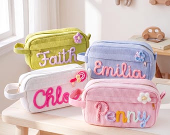 Personalized Corduroy Pencil Case : Custom Large Pencil Pouch, Back to School Gift