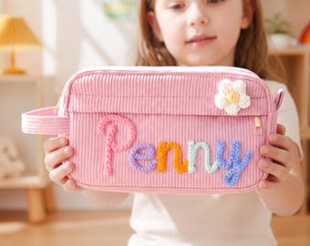 Personalized Pencil Case : Custom Yarn Name Pouch, Little Girl Birthday Gifts